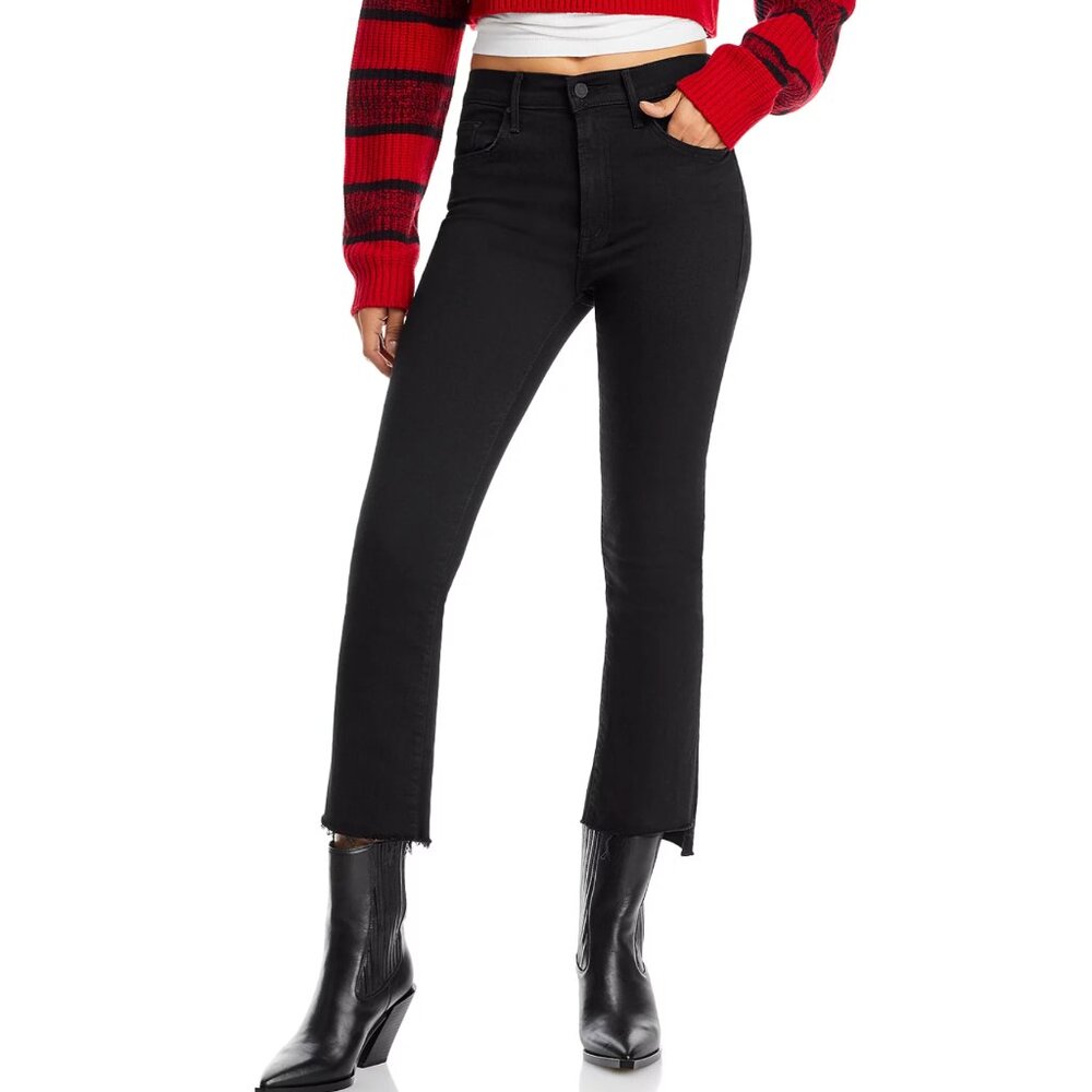 MOTHER The Insider High Rise Crop Step Fray Bootcut Jeans